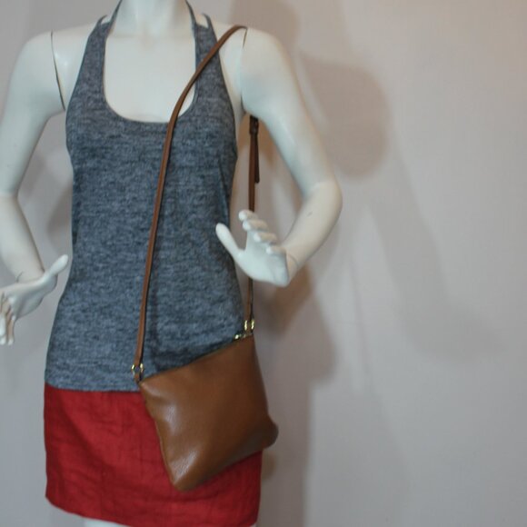 Polo Ralf Lauren shoulder cross body brown  lined travel bag 7.5"x8.5" - Picture 3 of 8